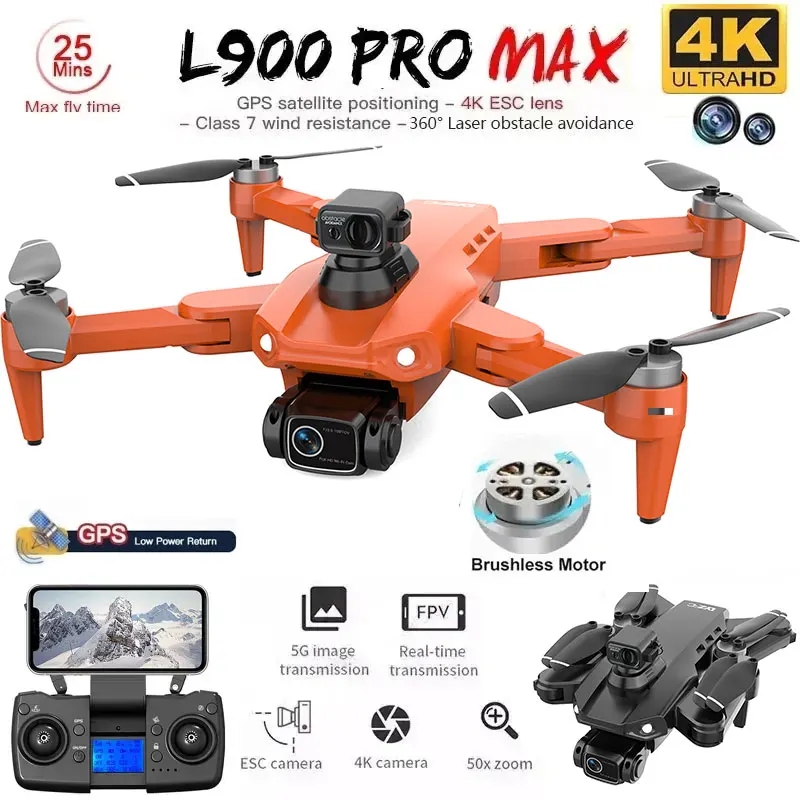 L900 Pro MAX GPS Drone 4K Prof - Rc Helicopter Case 评论和价格